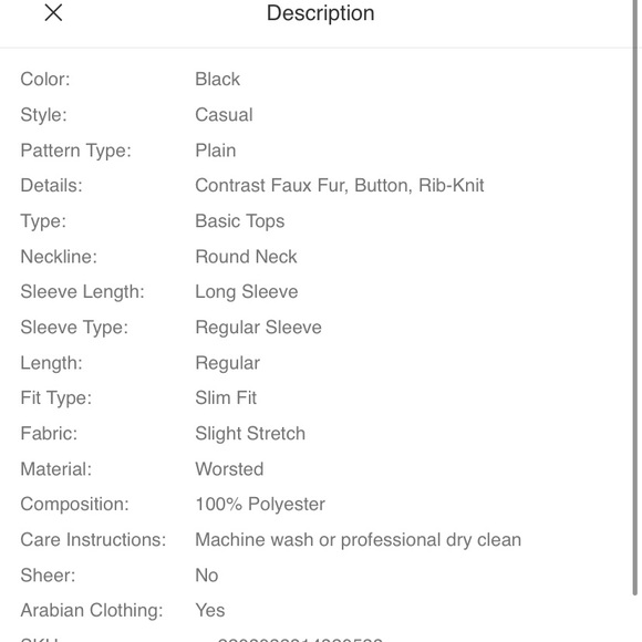 Shein faux fur cuff long sleeve knit top with gold buttons, medium - Picture 7 of 11